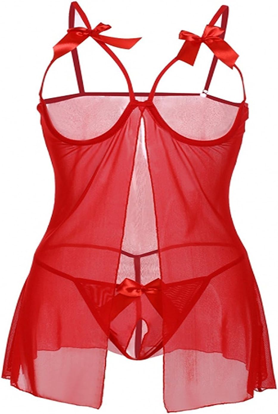 waoooWomen's Net & Lace Floral Mini Babydoll