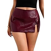 winkbay Women's Leather Mini Shorts Y2k High Waisted Stretchy Going Out Skort Night Out Outfit