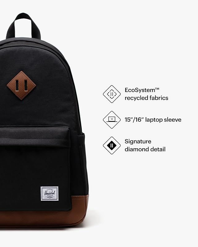 Unisex Heritage Backpack Black/Tan Standard - 24L