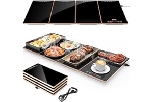 FEPPO Electric Warming Tray, 4-in-1 Food Warmers for Parties Buffet with 10 Temp Settings and Timer, 33"x15" Glass Surface Warming Mat for Food, Modular Buffet Hot Plates for Catering and Gatherings