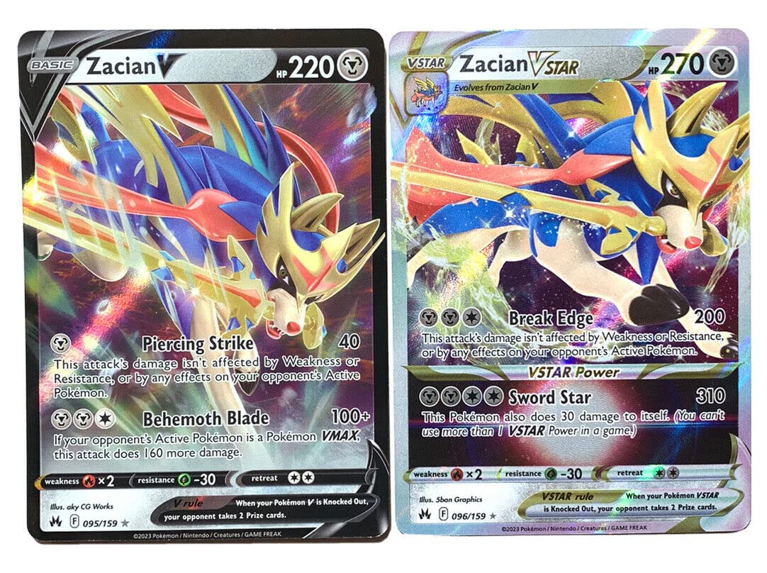 Zacian V & VSTAR - 096/159 - Crown Zenith - Pokemon Ultra Rare Card Lot