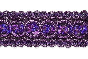Trims By The Yard Trish Sequin Metallic Braid Trim, 7/8-Inch Versatile Sequins for Crafts, Durable Sequin Trim for Costumes or Party Decorations, 20-Yard Cut, Purple