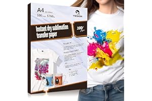 JIIOHUR 100 Sheets Sublimation Paper 8.3" x 11.7" - Heat Transfer Paper for T-Shirts, Mugs, DIY - Compatible with Epson/HP/Canon/Sawgrass Inkjet Printers (Sublimation Ink Required) (Clear)