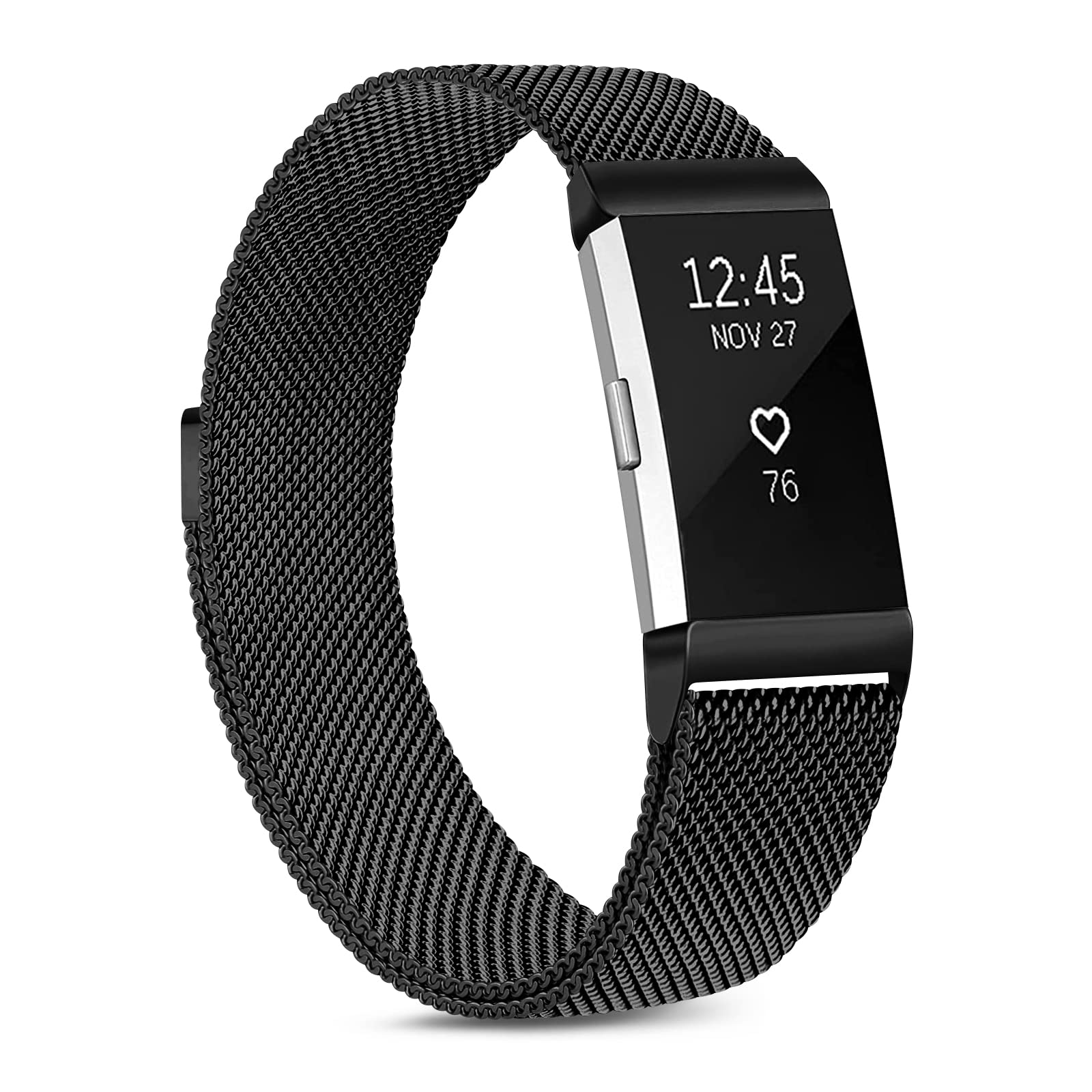 Oumida for Fitbit Charge 2 Straps for Women Men,Replacement Metal Strap for Fitbit Charge 2 Replacement Strap, Adjustable Wristbands with Magnet Lock for Fitbit Charge 2 (Black, Small)