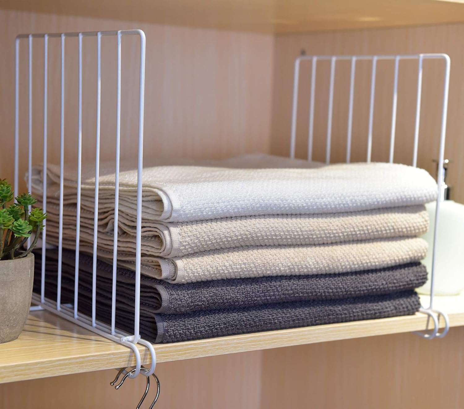 JS HOME Shelf Dividers for Wood Closet Wood Shelf Sturdy Closet Organizer and