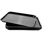 Eslite Rectangular Plastic Serving Trays,Fast Food Serving Cafeteria Trays,17"X13",Set of 6 (Black)