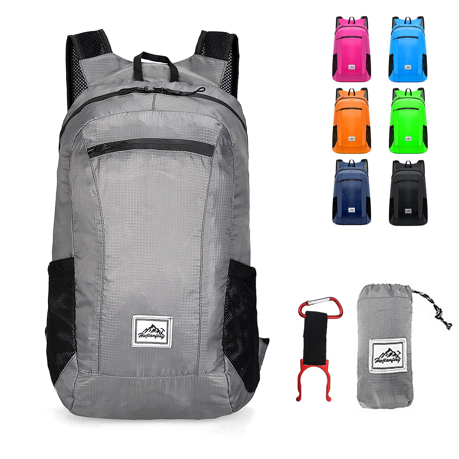 Lywencom Hiking backpack, folding ultra-light 20L waterproof sports storage lightweight backpack for outdoor cycling camping picnics (gray) — image 1