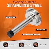 MINISTAR 2Pcs Stainless Steel Adhesive Door Stop Sound Dampening Bumper No Screw view 3