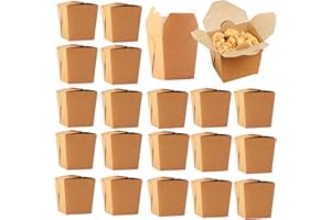 NROZIET 100 Pack 8oz Chinese Take Out Boxes, Small Kraft Paperboard To Go Food Containers, Leakproof Greaseproof Stackable Mi