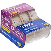 BAZIC PRODUCTS Crystal Clear Tape, 3/4 in x 500 in, 3 Ct | rolls of 3/4 in x 500 in glossy crystal clear tape, each in its ow