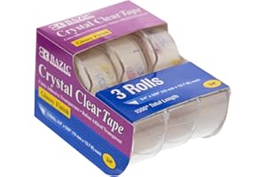 BAZIC Products Crystal Clear Tape with Dispenser 3/4" X 500" – for Home, Office, and School Use; Transparent Tape with Glossy Finish, Ideal for Crafts, & Gift Wrapping, 3/Pack, 1-Pack