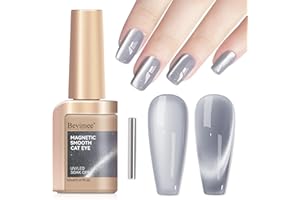 Bevimee Cat Eye Gel Nail Polish Moonlight Magnetic Nail Polish Silver Glitter Mirror Glass Smoothie Cateye UV Gel Polish Holographic for Nail Art Manicure DIY at Home 1PC 12ML