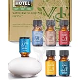 VTS Waterless Diffuser Starter Kit with Hotel Scent Essential Oils Set | Top 6 Aromatherapy Oil Blends, Inspired by 5-Star Luxury Hotels, Small Scent Air Machine, Home Fragrance Air Freshener