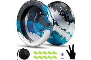 Hksod Yoyo Responsive Professional Yoyos for Kids 8-12 Beginners,Unresponsive Yo Yo for Adults Metal Trick Yoyos with Yo-yo Bearing Accessories - Black Blue