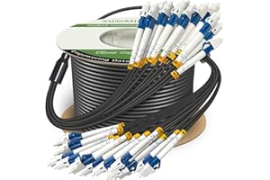 YUTIANHOME 500 Feet (150 Meters) 12 Core Industrial TPU LC to LC Outdoor Armored Fiber Optic Cable, 12 Strands OS2 Single Mode Fiber Patch Cable with LC Connectors, 9/125um, OD-6mm, Direct Burial LC-LC