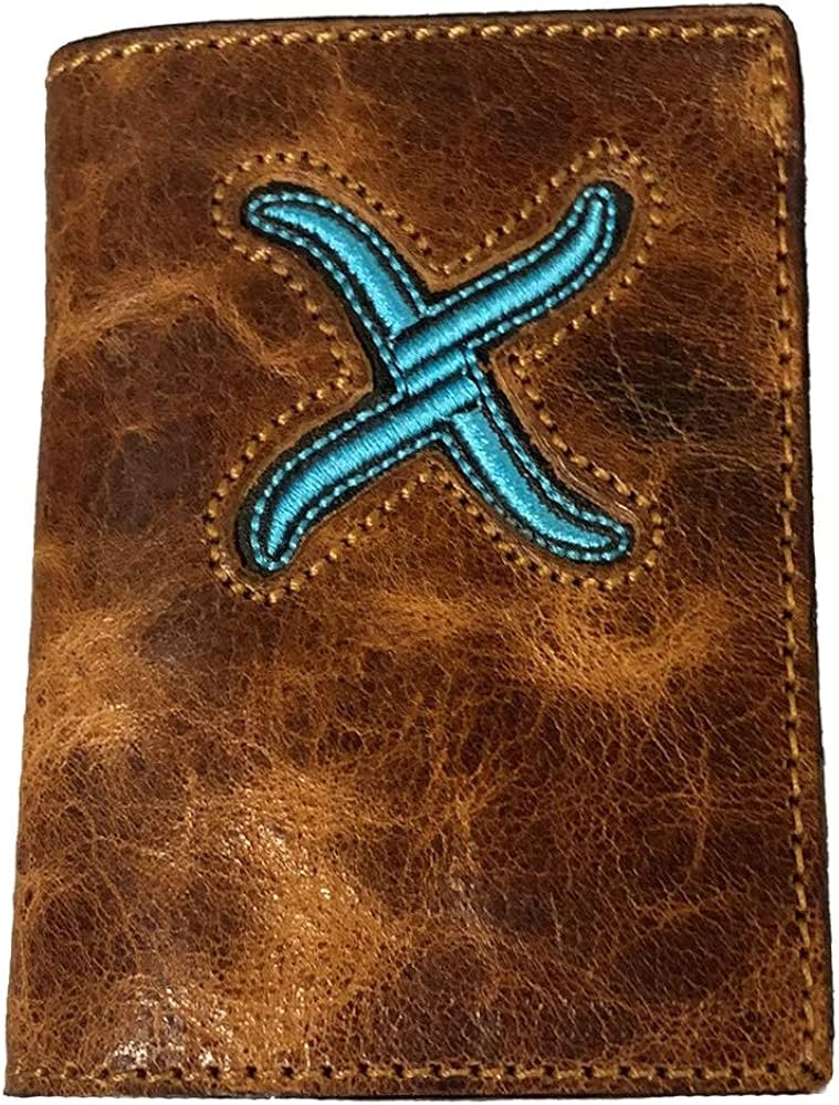 Twisted X Distressed Leather Wallet with Turquoise X (Trifold) at Amazon Men’s Clothing store