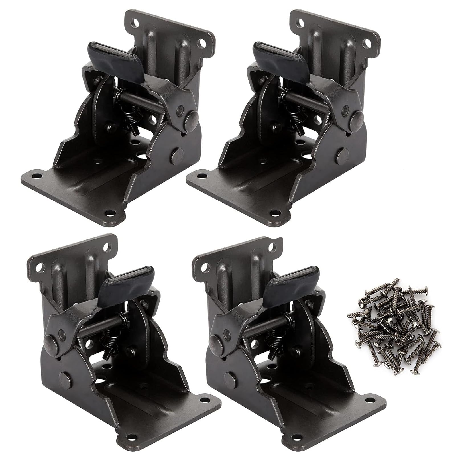 Cokritsm Foldable Furniture Leg Hinges 90 Degree Folding Bracket, Self-Locking Folding Legs Hinge Extension Support for Table Bed Leg 4 Pack