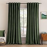 MIULEE Velvet Curtains 52x84 inches 2 Panels Olive Green Blackout Curtains | Luxury, Bedroom Living Room, Thermal Insulated, Super Soft Window Drapes, Rod Pocket &amp; Back Tab