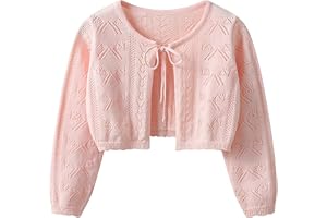 Girls' Long Sleeve Knit Cardigan Sweater Bolero Shrug Kids Toddler Dressy Shawl Sweater Cropped Jacket Top Outerwear