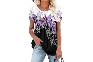 BETTE BOUTIK Women's Summer Tunic Tops Flowy Flare Botton Down Shirts Blouses S-3XL
