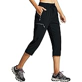 Libin Women's Capri Pants Lightweight Quick Dry Cargo Hiking Capris Travel Casual Cropped Pants Zipper Pockets