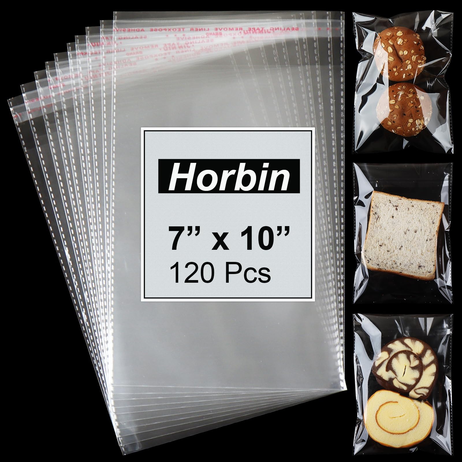 Photo 1 of 120Pcs Cellophane bags, 7x10 Self Sealing Cellophane Bags, Clear Cookie Bags, Resealable Treat Bag for Fresh Cookies, Candy, Gifts, and Product