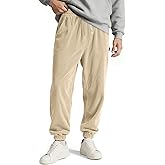 Comdecevis Mens Corduroy Pants Stretch Joggers Tapered Elastic Waist Drawstring Cargo Casual Baggy Sweatpants with Pockets