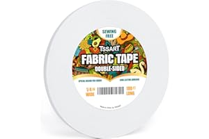TSSART Fabric Tape - Sticky Double-Sided Tape Strong Adhesive Cloth Tape Press-on Tape, No Sewing or Ironing, Gluing, Alterations and Hemming Tape - 1/4inch Wide 180FT Long