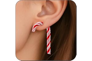 MDDRUIQI Stocking Stuffers for Women - Xmas Cane Candy Earrings | Christmas Accessories Shirts Outfits - White Elephant Gifts for Adults - Christmas Decorations Sweater Dresses for Girls