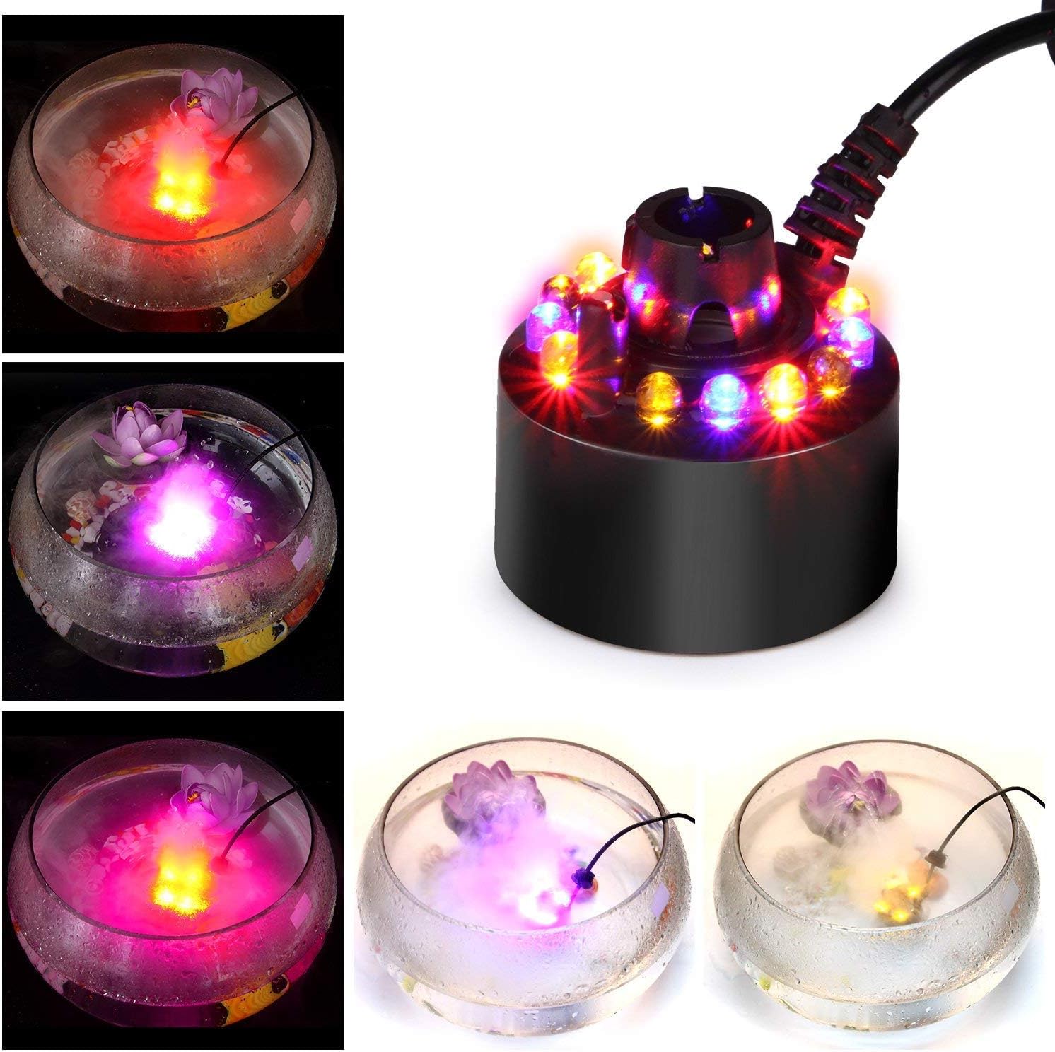 AGPtek Color Changing 12 LED Mist Maker Fogger Water Fountain Pond Fog Atomizer Air Humidifier : Single Room Humidifiers : Garden & Outdoor