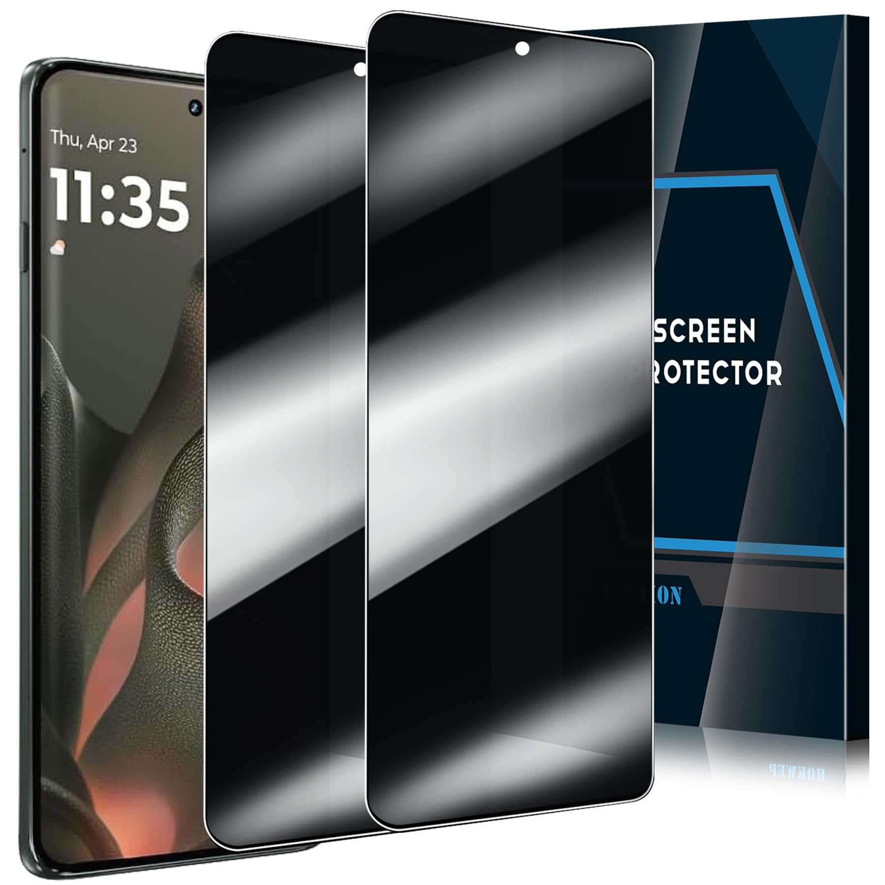 Photo 1 of (2 Pack) Privacy Screen Protector for Motorola Edge 2025, 9H Tempered Glass Protector Case Friendly Anti Spy Bubble Free Scratch Resistant Easy Installation, Compatible with Motorola Edge 2025 5G