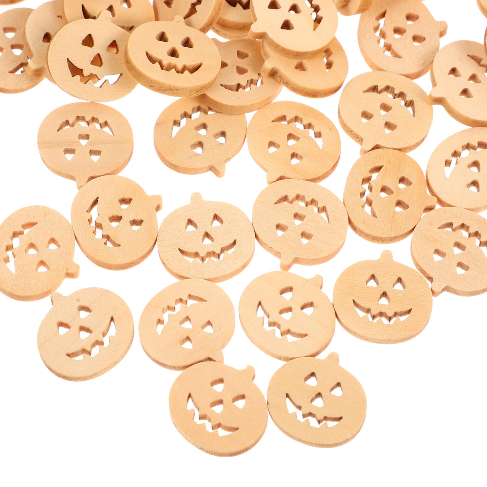LIFKOME 100pcs Wooden Pumpkin Cutouts Blank Unfinished Pumpkin Buttons Card Making Embellishments Jack o Lantern Ornament Buttons for DIY Handmade Projects Crafts