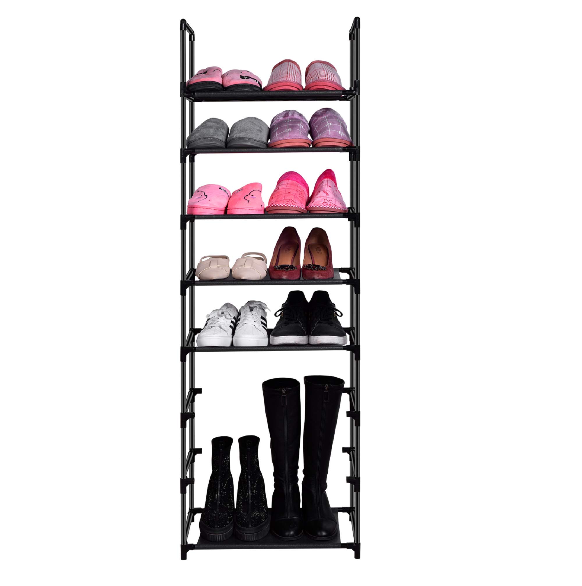 Easyhouse 8-Tier Metal Shoe Rack for Shoes and Boots Organizer Storage, Tool-Free Assembly, Rust-Resistant Vertical Design for Entryway, Closet, Home/Office (Holds 16-20 Pairs)