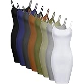 Geyoga 8 Pcs Full Slip for Women Under Dress Mini Adjustable Spaghetti Strap Cami Shapewear Undergarment