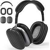 Case Cover for AirPods Max Headphones,AHBTEYM TPU Ear Cups Case/Ear Pads/Headband Silicone Cover Compatible with Apple AirPod Max Accessories Protector (Matte Black Carbon Fiber Texture)
