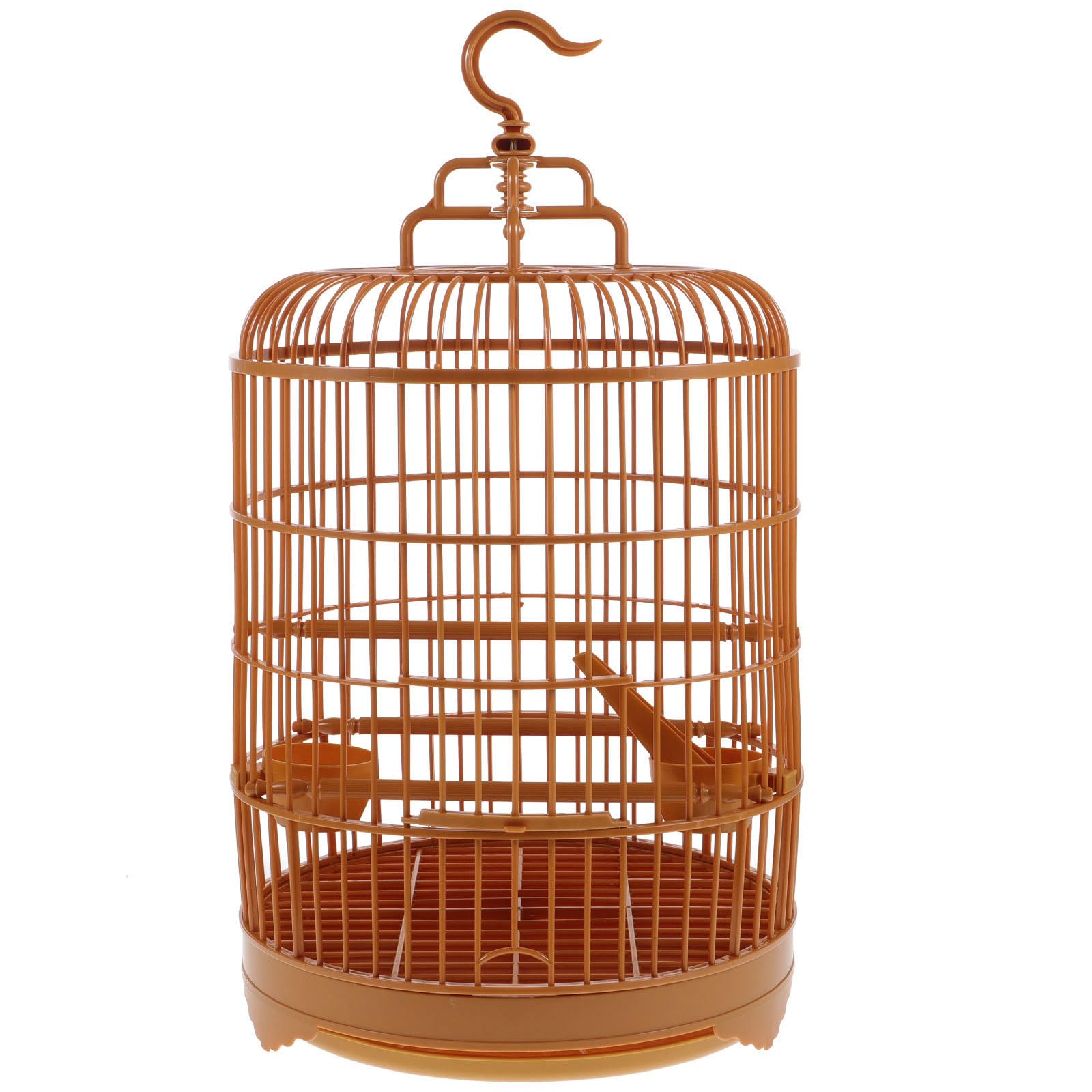 UKCOCO Round Bird Cage with Hanging Hook and Feeding Cups Small Pet Cage for Parakeets Budgies Cockatiels Indoor Outdoor