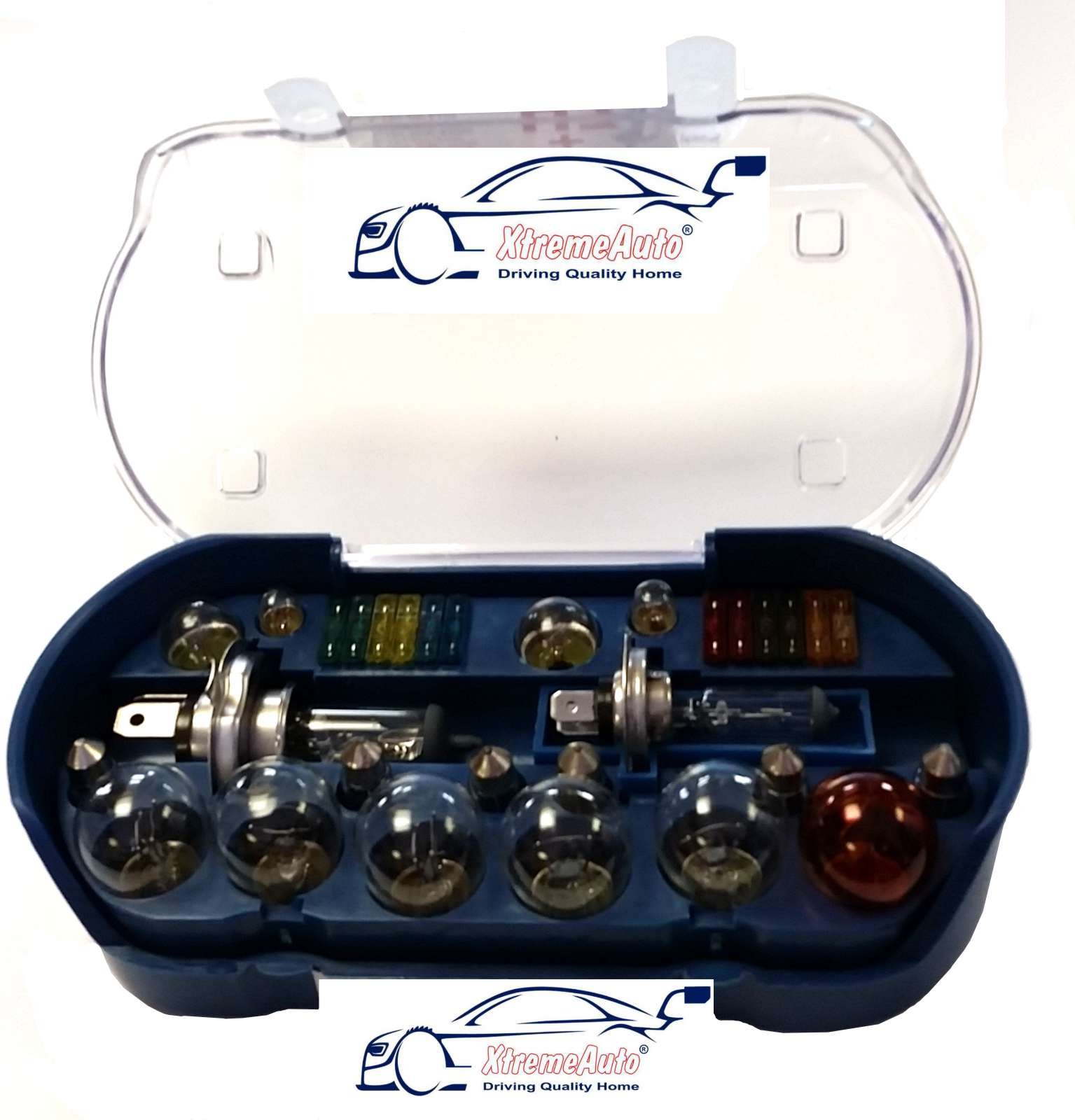 XtremeAuto® UNIVERSAL 30 PIECE SPARE BULB KIT INCLUDING H4 H7 380 382 581 BULBS & FUSES STICKER