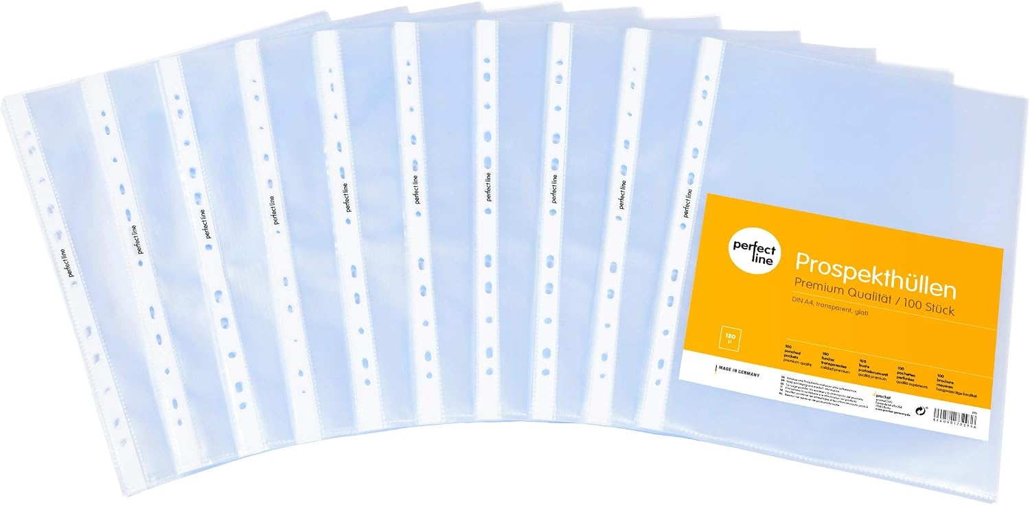 100 x Prospekthüllen DIN A4 Plastikhülle Klarsichthülle Klarsichtfolie