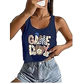 AMWIPE Game Day Shirt Women Baseball Mom Tank Tops Baseball Sleeveless Tee Casual Workout Crop Tops Shirts