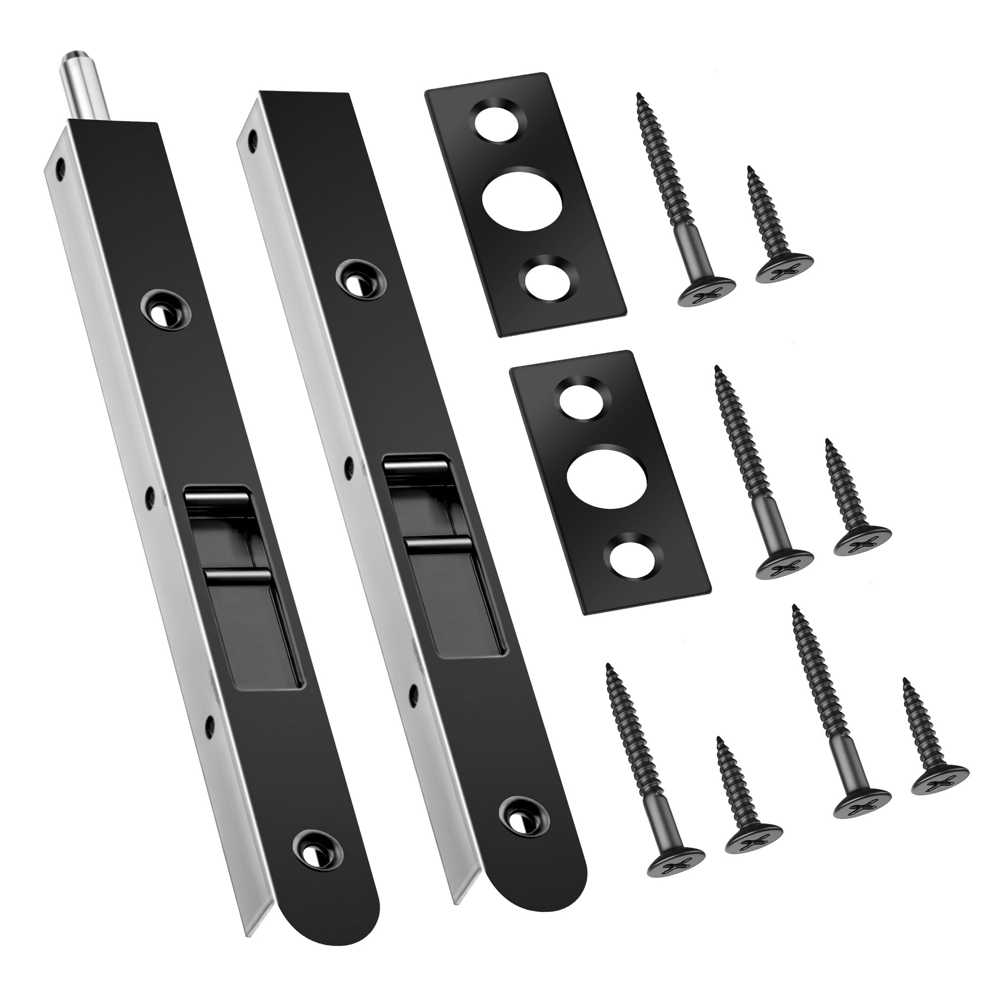 Photo 1 of Ceoighe 2 Pack 7 Inch Flush Bolt for Double Door, Heavy Duty Chrome Plating Flush Latch Bolts, French Lock for Opening and Composite Wood Double Dummy Door (Black Plating Color)