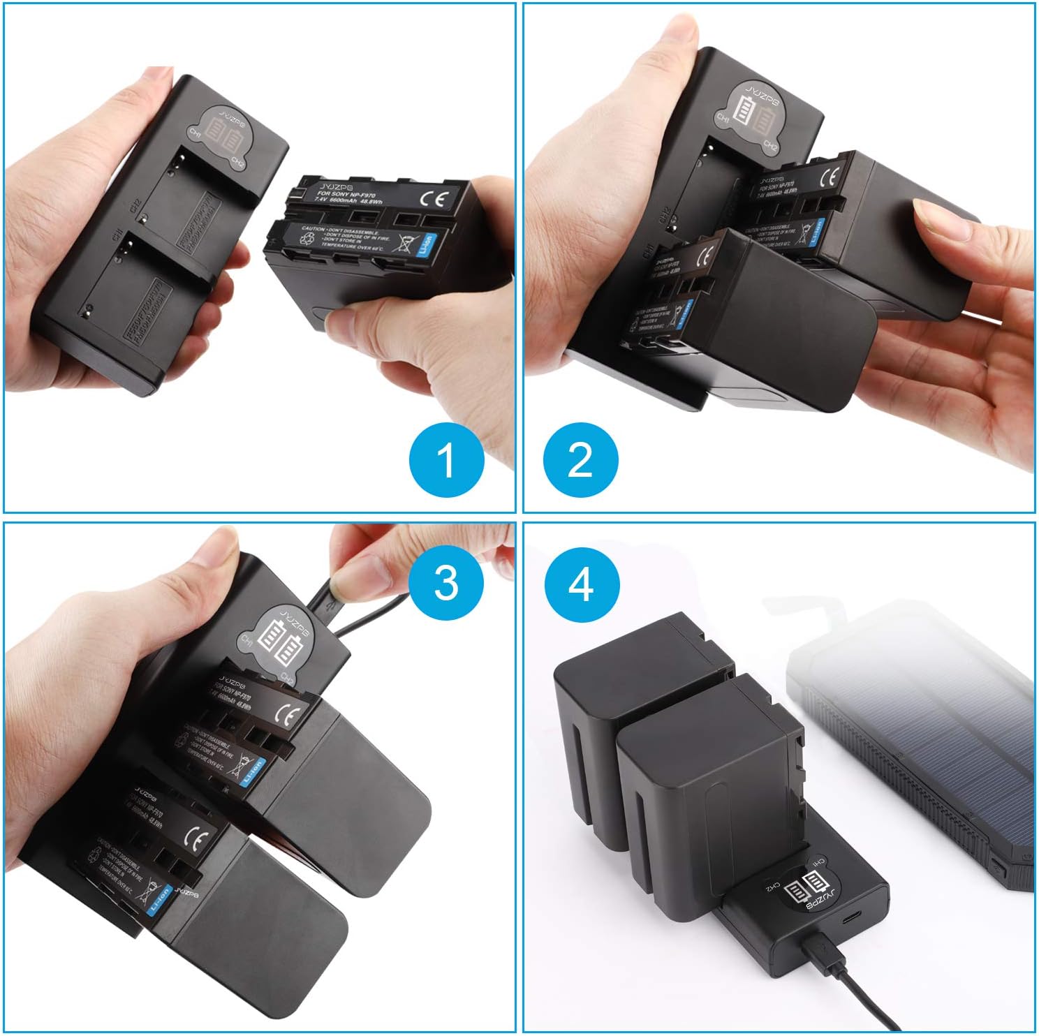 JYJZPB 2 Pack NP-F970 Replacement Battery and Dual LCD Charger - Image 5