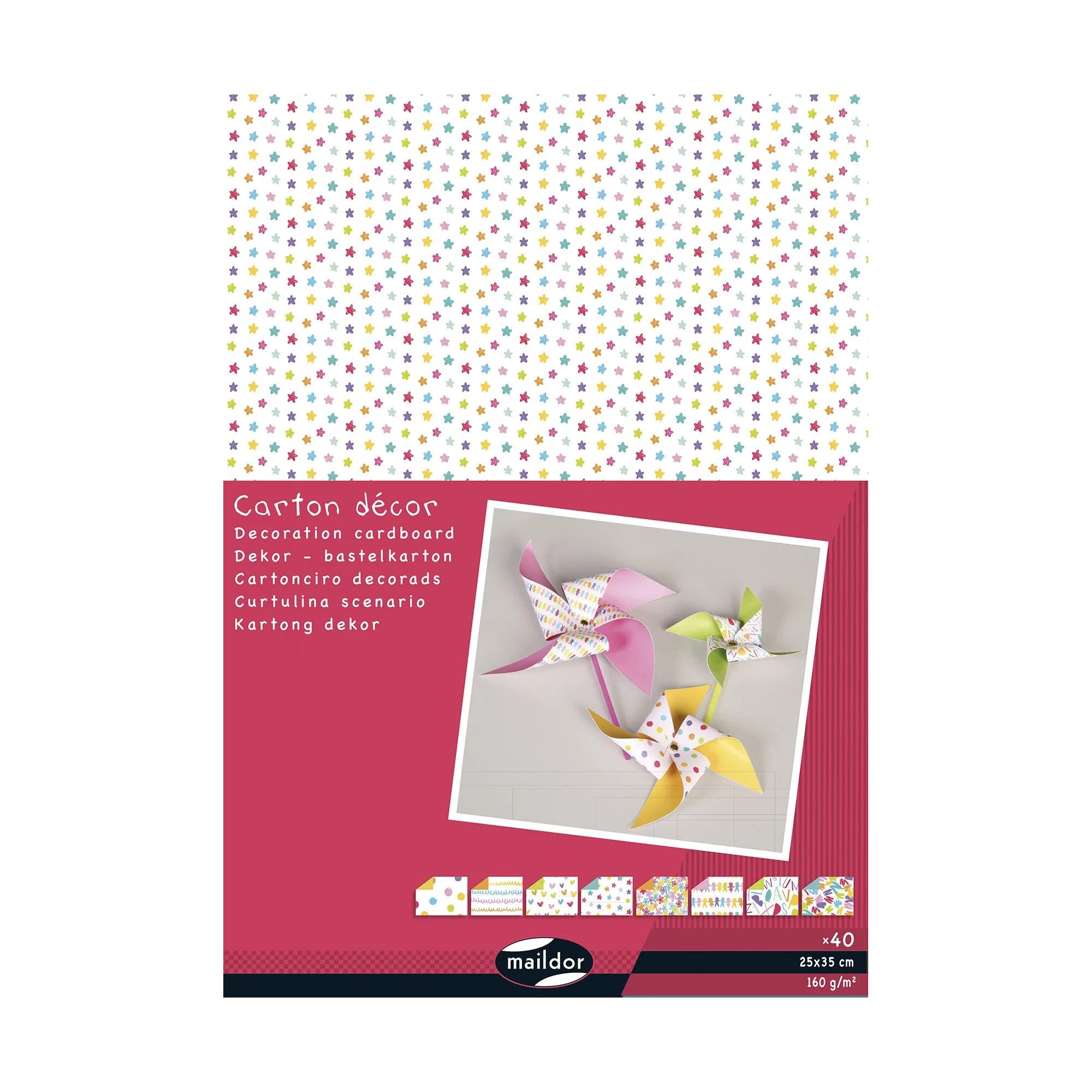 Clairefontaine 354597C - Pack of 40 sheets of cardboard 25x35 cm 160 g, assorted colours Scribble - Arts and Crafts - Creative - Fun - Children's Activity