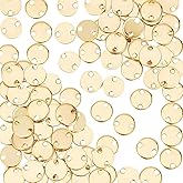 UNICRAFTALE 100Pcs Real 24K Gold Plated 6mm Diameter 304 Stainless Steel Connector Charms Flat Round Link Connectors Engraving Blank Tag Double Hole Drop Charm Metal Pendants for Jewelry Making
