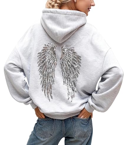 Amazon.com: Pink Anime Angel Wings Back Design Zip Hoodie