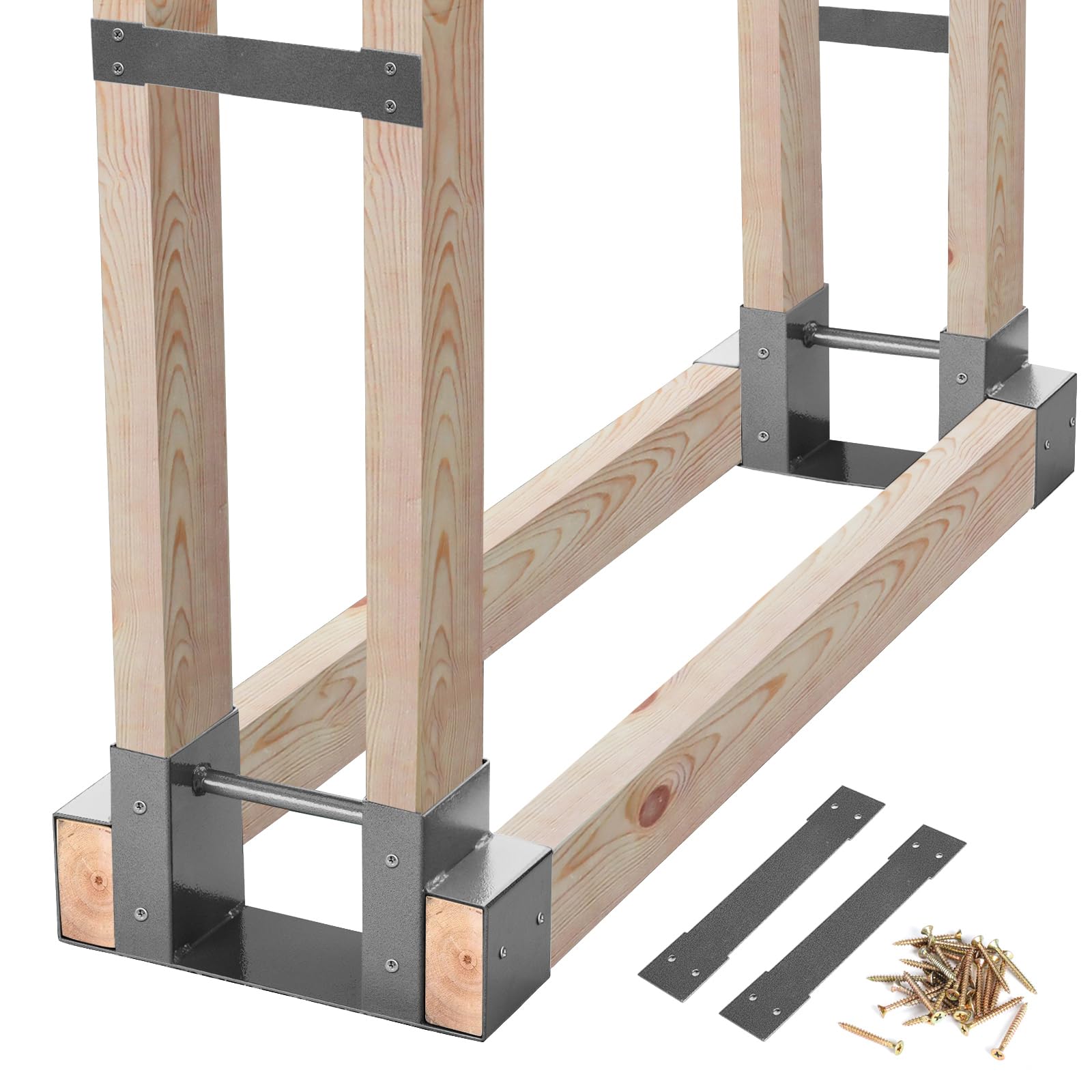 Photo 1 of ***ONLY 1*** MOFEEZ Outdoor Firewood Log Storage Rack 2x4 Bracket Kit, Fireplace Wood Storage Holder, Adjustable to Any Length - Grey,