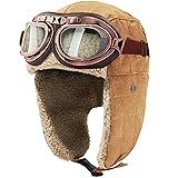 Peicees Vintage Aviator Hat and Goggles Costume