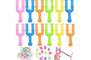 AXOMPLX 12Pcs Acrylic Model Y Slingshot Loom, Plastic Rubber Band Clips for Loop Clasp Knitting, Rubber Slingshot Knitting fo