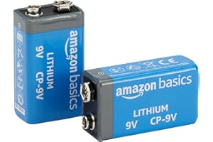 Amazon Basics 2-Pack 9 Volt High-Performance Lithium Batteries, 10-Year Shelf Life, Long Lasting Power