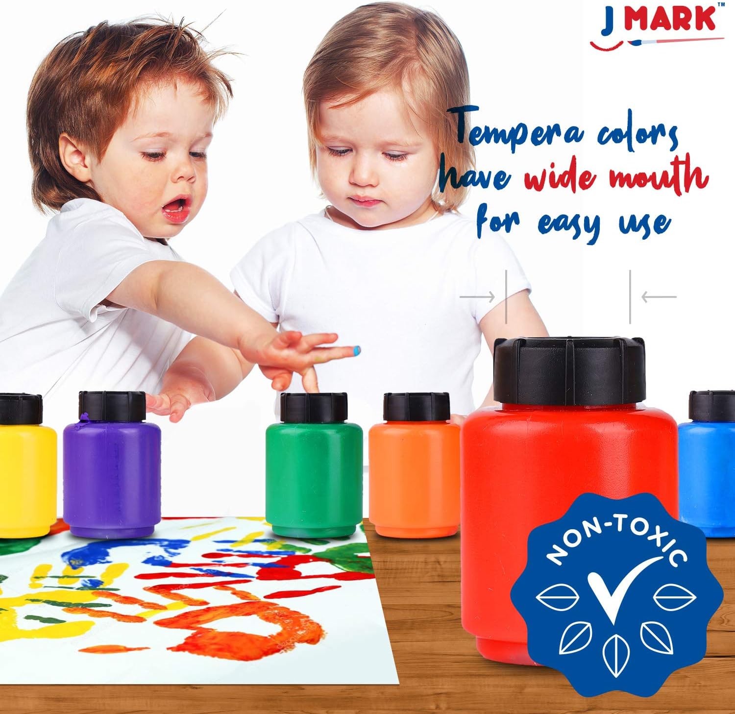 Washable Finger Paint Set for Kids – 8-Piece Set with 50-Sheet Large Paper Pad, 6 Non Toxic Washable Tempera Paints and Art Smock: Home Improvement