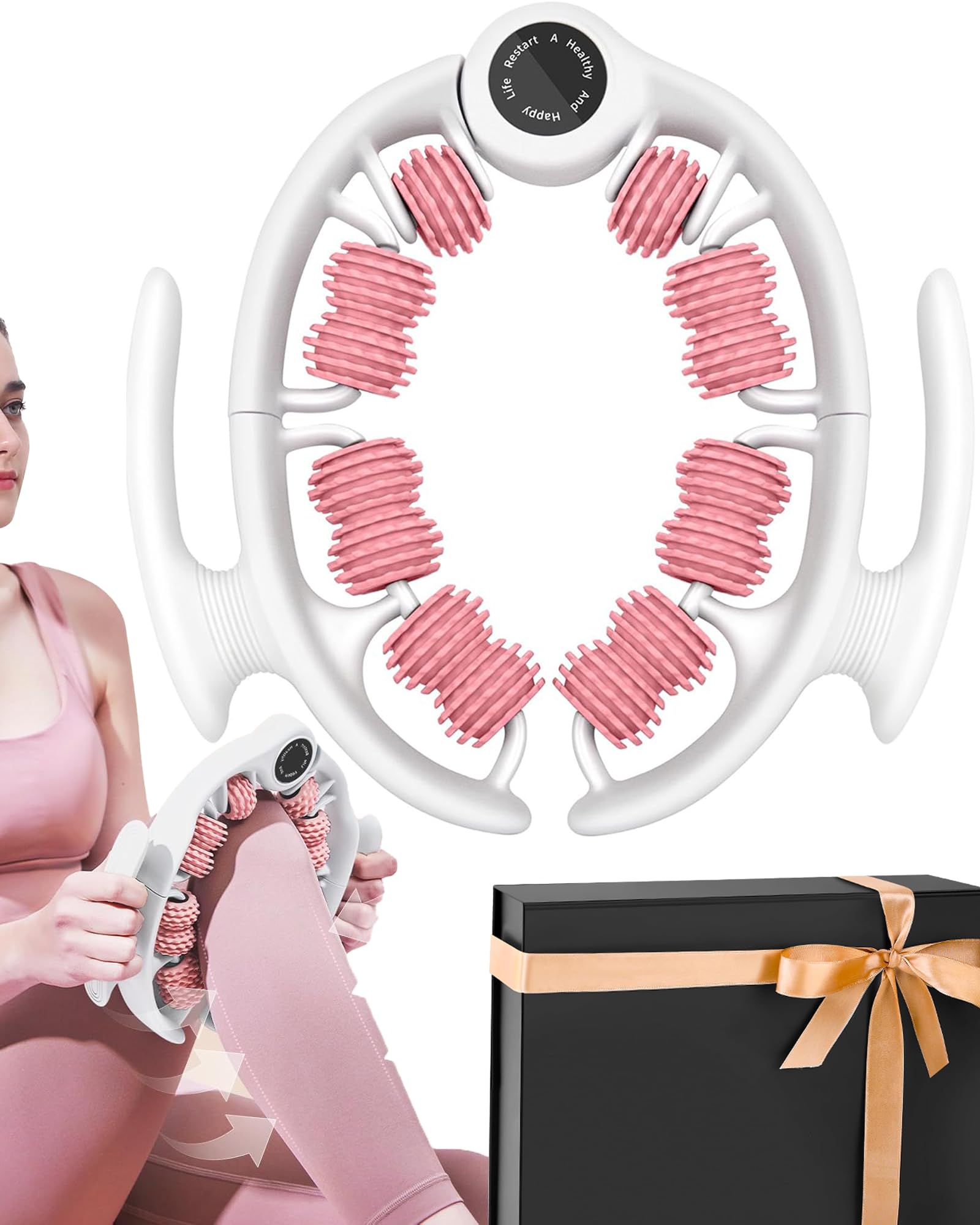 Photo 1 of Cellulite Massage Roller - Anti-Cellulite Massager with Detachable Roller Handles for Thighs, Legs & Buttocks - Fascia Massage Tool for Lymphatic Drainage & Deep Tissue Therapy (Pink)